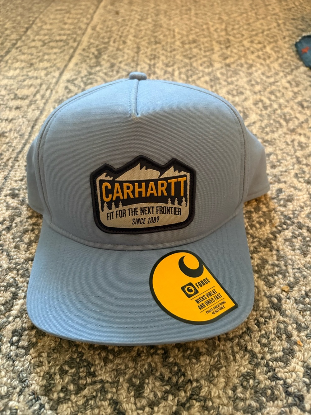 Carhartt Light Blue Canvas Patch Cap with Black Trim